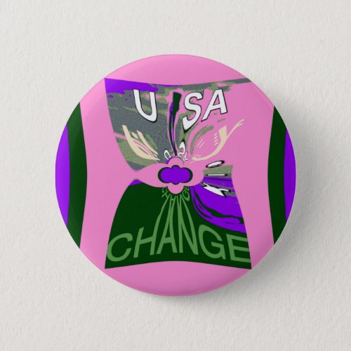 Pink Change  Hillary USA We Are Stronger Together Pinback Button