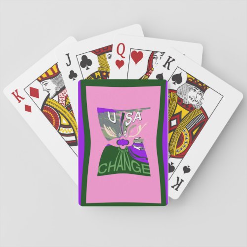 Pink Change  Hillary USA We Are Stronger Together Playing Cards