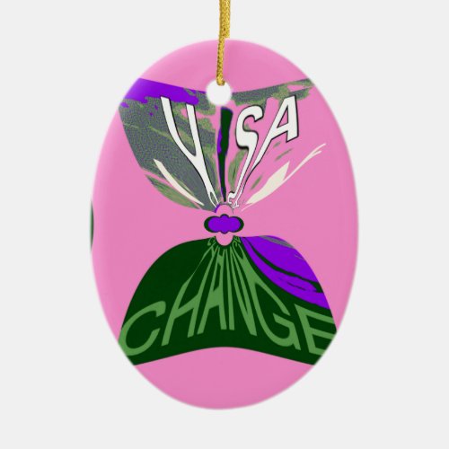 Pink Change  USA pattern design art Ceramic Ornament