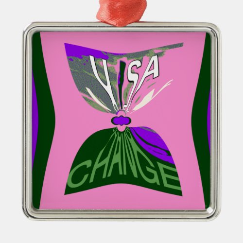 Pink Change  USA pattern design art Metal Ornament
