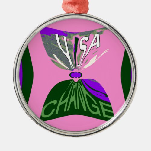 Pink Change  USA pattern design art Metal Ornament