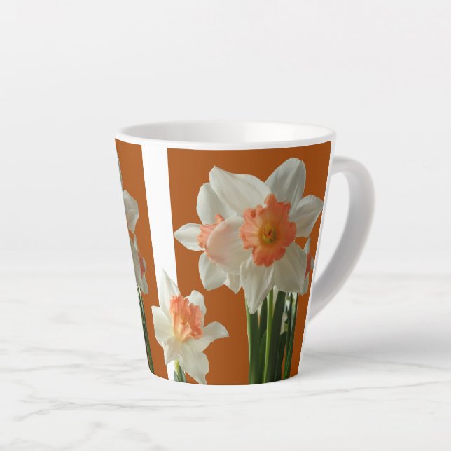 Pink Charm Daffodils Design Latte Mug (Right Angle)
