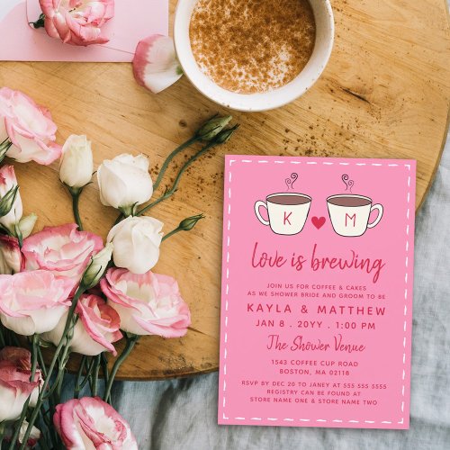 Pink Charming Coffee Cups Love Is Brewing Shower