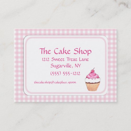 Pink Check Cake Shop Baker Bakery Business Cards