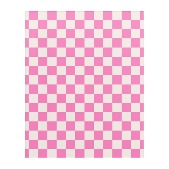 Pink Check, Checkerboard Pattern, Checkered Acrylic Print (Front)