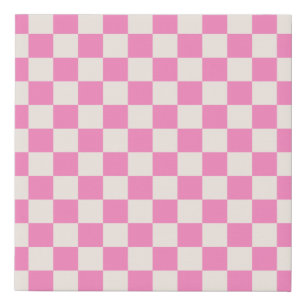 Pink Check, Checkerboard Pattern, Checkered Faux Canvas Print