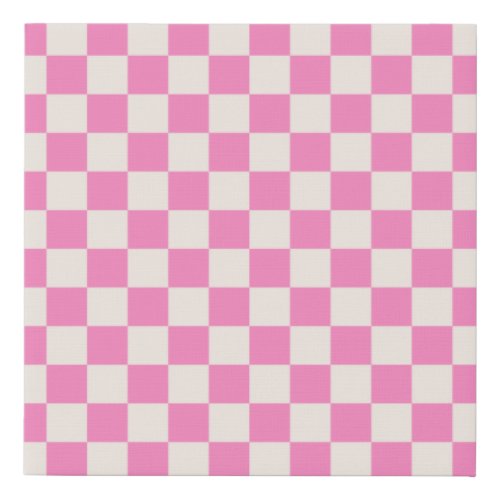 Pink Check Checkerboard Pattern Checkered Faux Canvas Print