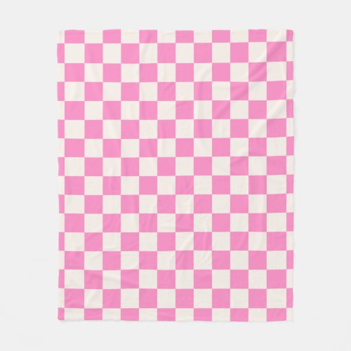 Pink Check Checkerboard Pattern Checkered Fleece Blanket