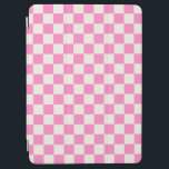 Pink Check, Checkerboard Pattern, Checkered iPad Air Cover<br><div class="desc">Checkered Pattern – pink and cream white checkerboard.</div>