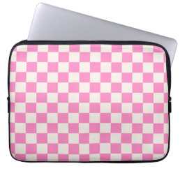 Pink Check, Checkerboard Pattern, Checkered Laptop Sleeve