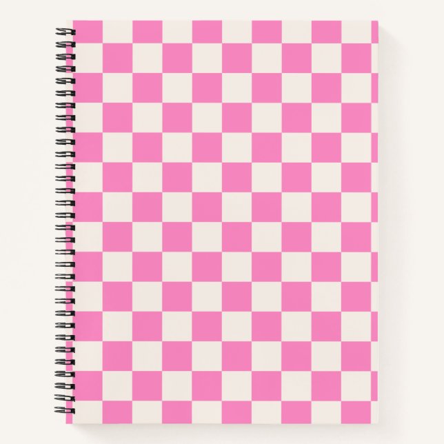 Pink Check, Checkerboard Pattern, Checkered Notebook (Front)