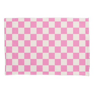 Pink Check, Checkerboard Pattern, Checkered Pillow Case