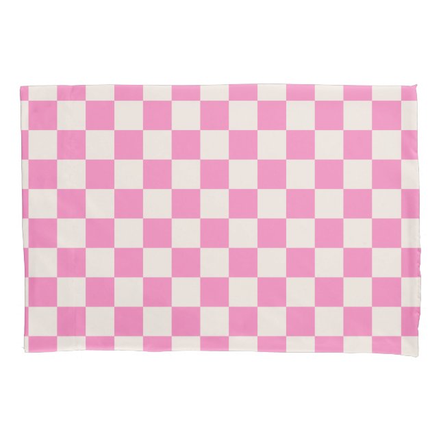 Pink Check, Checkerboard Pattern, Checkered Pillow Case (Front)