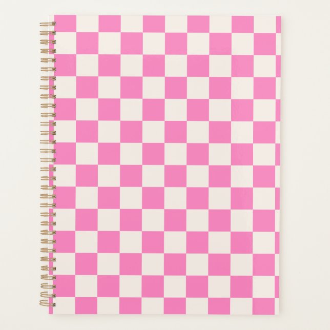 Pink Check, Checkerboard Pattern, Checkered Planner (Front)
