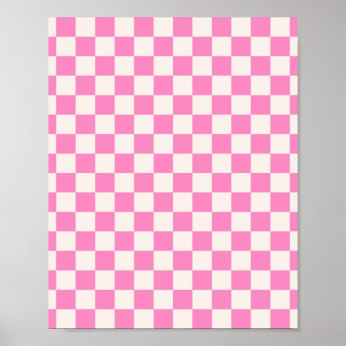 Pink Check Checkerboard Pattern Checkered Poster