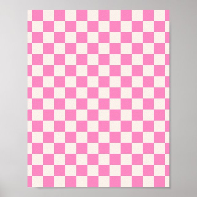 Pink Check, Checkerboard Pattern, Checkered Poster (Front)