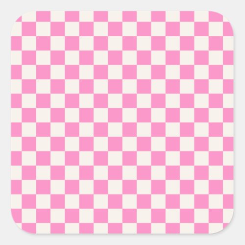 Pink Check Checkerboard Pattern Checkered Square Sticker
