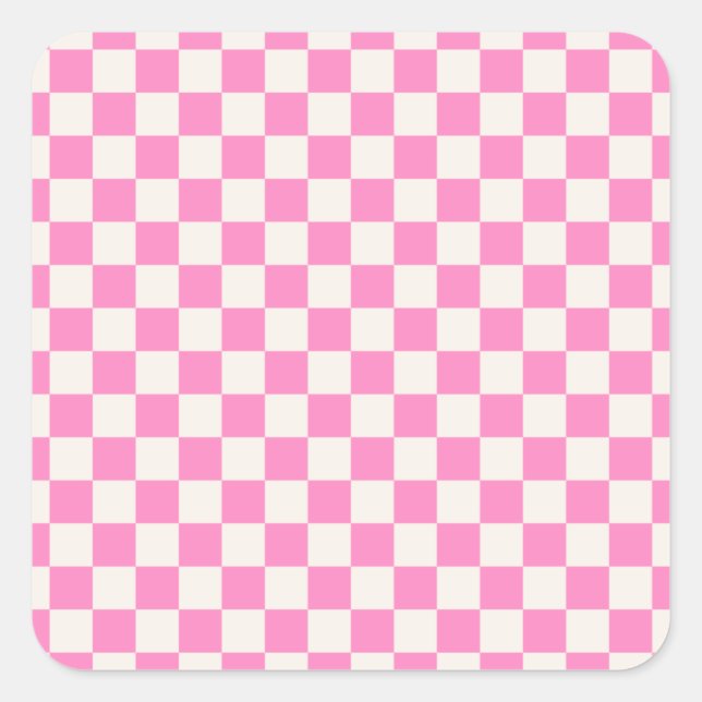 Pink Check, Checkerboard Pattern, Checkered Square Sticker (Front)