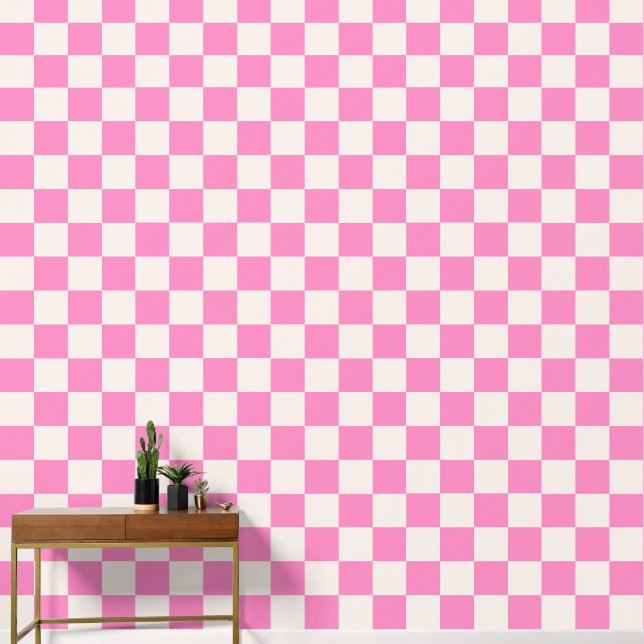 Pink Check, Checkerboard Pattern, Checkered Wallpaper (Hallway)