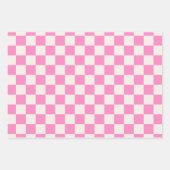 Pink Check, Checkerboard Pattern, Checkered Wrapping Paper Sheets (Front 3)