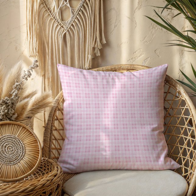 Pink Check Pillow Simple Charm for Modern Homes (Pink Check Pillow Simple Charm for Modern Homes)