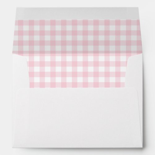 Pink Check Plaid Gingham Return Address Lined Envelope