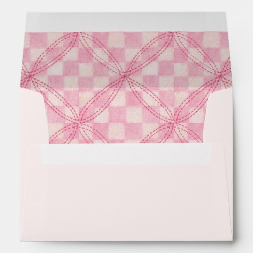 PINK CHECK QUILT A7 Envelope 5x7 Cards  Blush