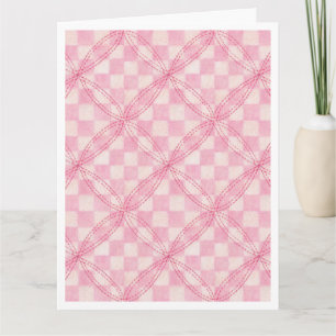 PINK CHECK QUILT Big Greeting Card / White