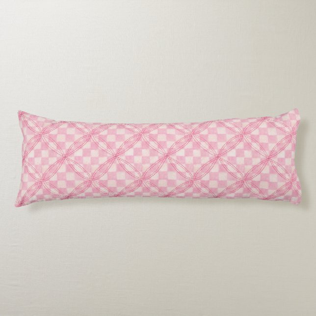 PINK CHECK QUILT Body Pillow  (Front)
