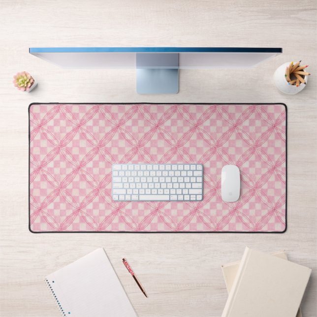 PINK CHECK QUILT Desk Mat - Small Scale (Office 1)