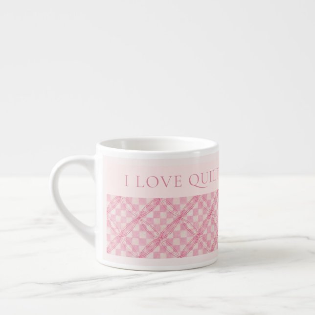 PINK CHECK QUILT Espresso Cup + Text / Blush (Left)