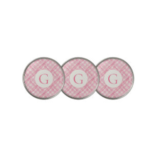 PINK CHECK QUILT Golf Ball Markers + Initial