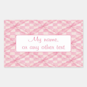 PINK CHECK QUILT Rectangle Matte Stickers