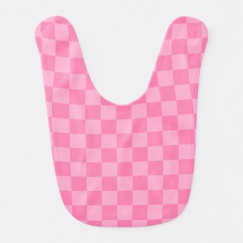 Pink Checked Pattern Baby Bib by cliffviewgraphics at Zazzle