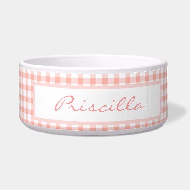 Pink Checked Pattern Bowl (Front)
