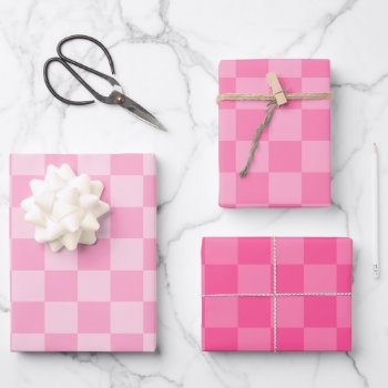 Pink Checked Pattern Wrapping Paper Sheets by cliffviewgraphics at Zazzle