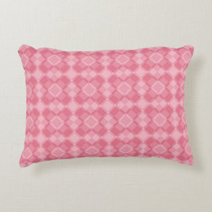 Pink Checker Argyle Pattern Accent Pillow