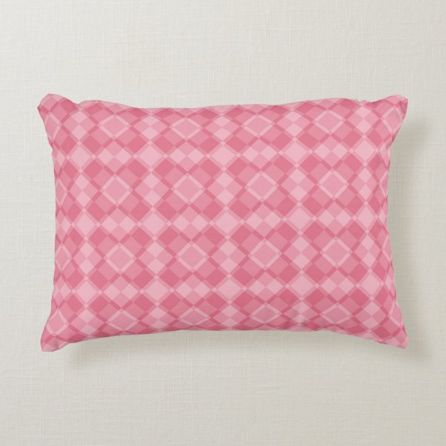 Pink Checker Argyle Pattern Accent Pillow (Front)