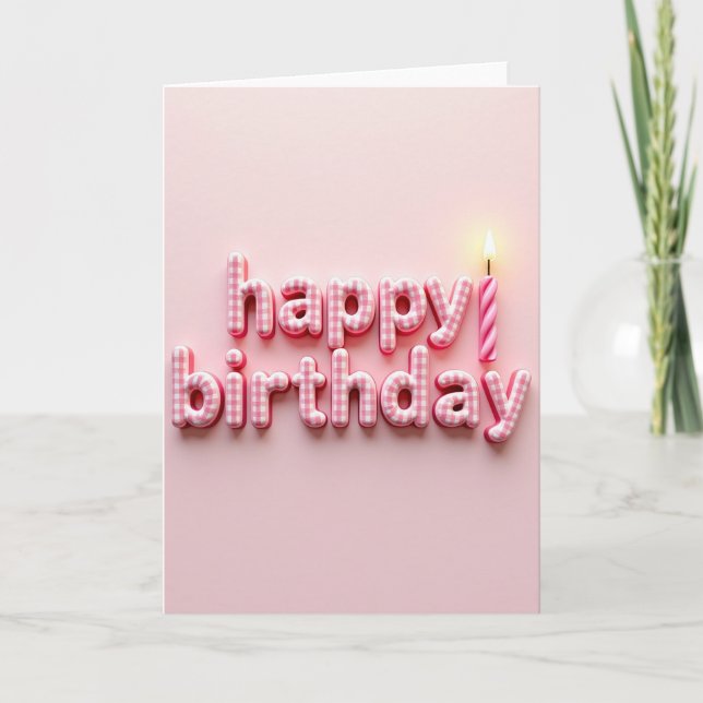 Pink Checker Birthday Card (Front)