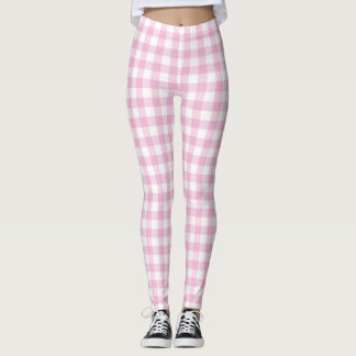 Pink Checker Gingham Pastel Women Leggings