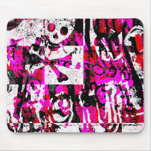 Pink Checker Graffiti Mouse Pad