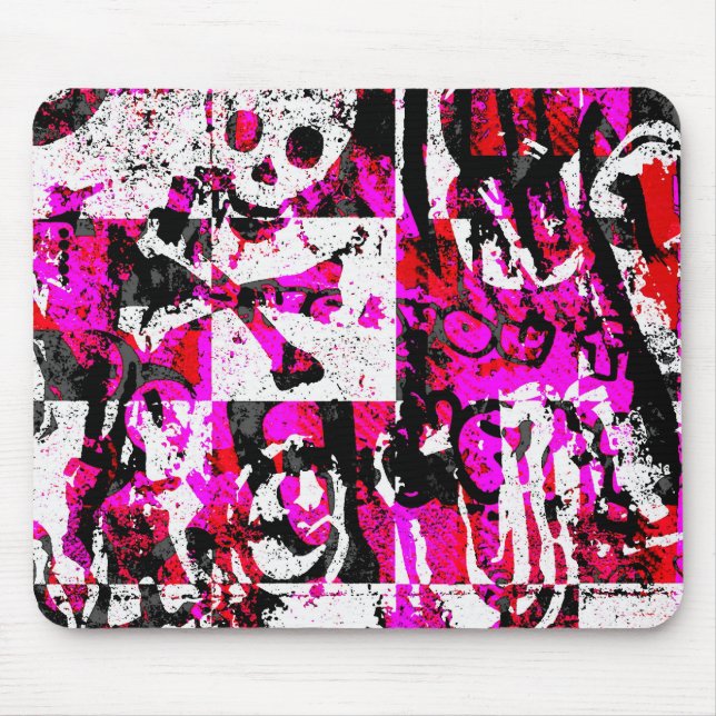 Pink Checker Graffiti Mouse Pad (Front)