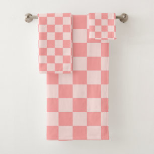 Pink Checkerboard Bath Towel Set