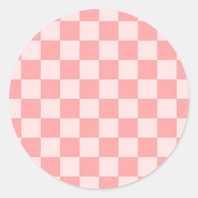 Pink Checkerboard Classic Round Sticker (Front)