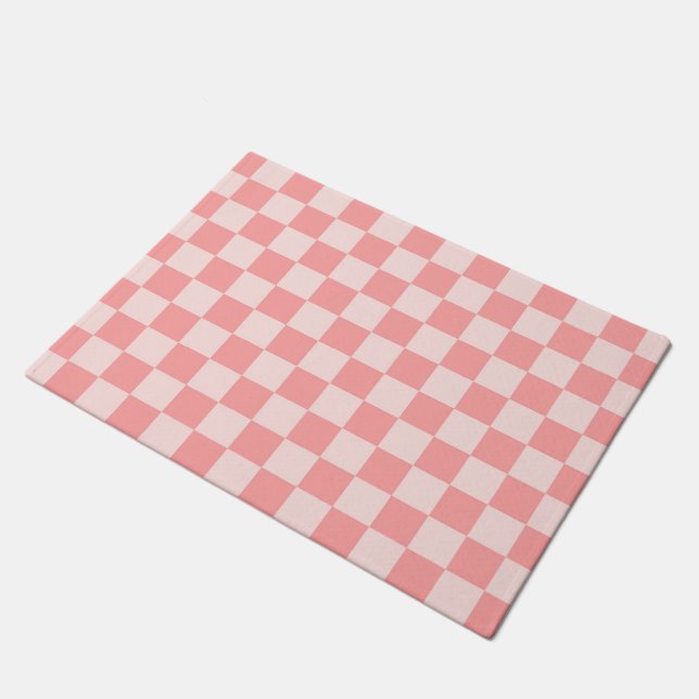 Pink Checkerboard Doormat (Angled)