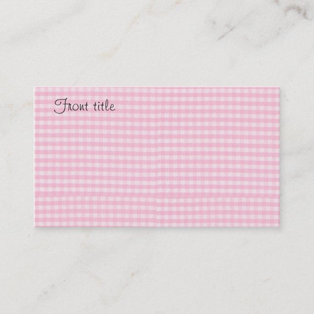 Pink Checkerboard Fabric Background Template Business Card (Front)