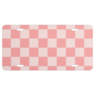 Pink Checkerboard License Plate