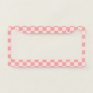 Pink Checkerboard License Plate Frame