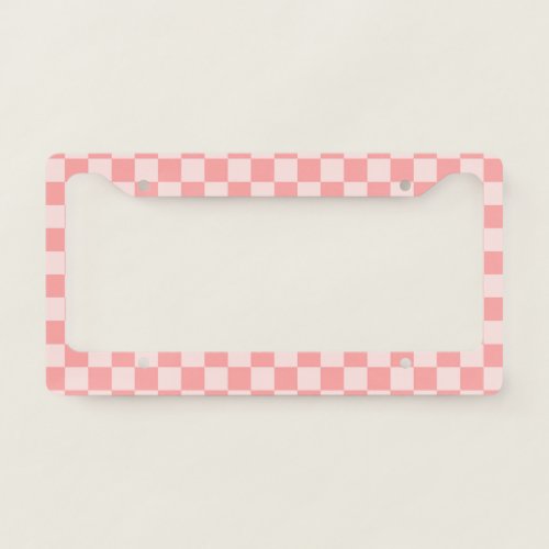 Pink Checkerboard License Plate Frame