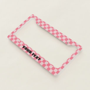 Pink Checkerboard License Plate Frame